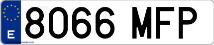 Ejemplo de matrícula de coche ordinaria 8066 MFP