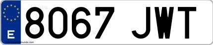 Ejemplo de matrícula española 8067 JWT