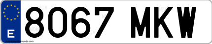 Ejemplo de matrícula de coche ordinaria 8067 MKW