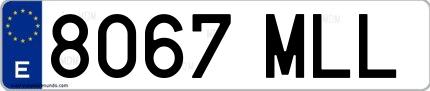 Ejemplo de matrícula española 8067 MLL