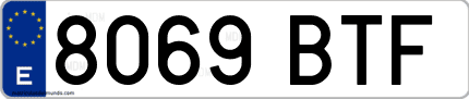 Ejemplo de matrícula de coche ordinaria 8069 BTF