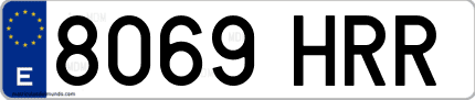 Ejemplo de matrícula de coche ordinaria 8069 HRR