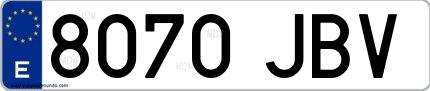 Ejemplo de matrícula española 8070 JBV
