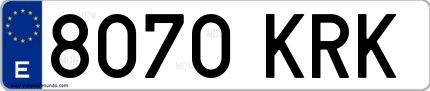 Ejemplo de matrícula española 8070 KRK