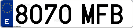 Ejemplo de matrícula de coche ordinaria 8070 MFB