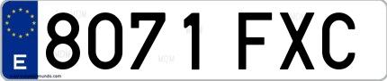 Ejemplo de matrícula española 8071 FXC