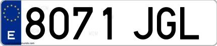 Ejemplo de matrícula de coche ordinaria 8071 JGL