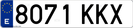 Ejemplo de matrícula de coche ordinaria 8071 KKX