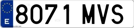 Ejemplo de matrícula española 8071 MVS
