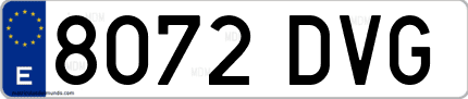 Ejemplo de matrícula de coche ordinaria 8072 DVG