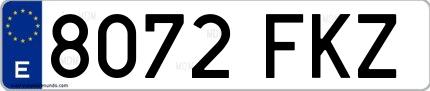 Ejemplo de matrícula española 8072 FKZ