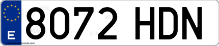 Ejemplo de matrícula de coche ordinaria 8072 HDN