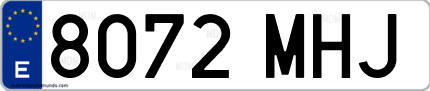 Ejemplo de matrícula de coche ordinaria 8072 MHJ