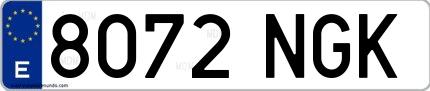 Ejemplo de matrícula española 8072 NGK
