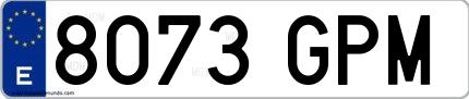 Ejemplo de matrícula española 8073 GPM