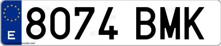 Ejemplo de matrícula española 8074 BMK