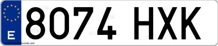 Ejemplo de matrícula española 8074 HXK