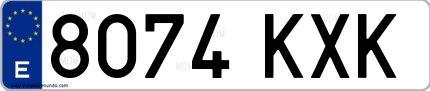 Ejemplo de matrícula española 8074 KXK