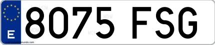 Ejemplo de matrícula de coche ordinaria 8075 FSG