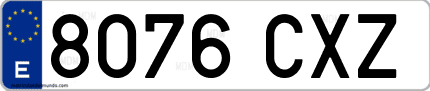 Ejemplo de matrícula de coche ordinaria 8076 CXZ