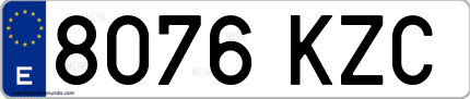 Ejemplo de matrícula de coche ordinaria 8076 KZC