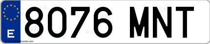Ejemplo de matrícula de coche ordinaria 8076 MNT