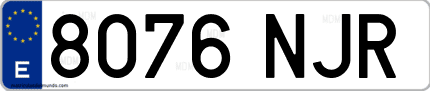 Ejemplo de matrícula de coche ordinaria 8076 NJR