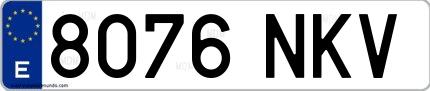 Ejemplo de matrícula española 8076 NKV