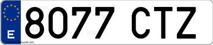 Ejemplo de matrícula de coche ordinaria 8077 CTZ