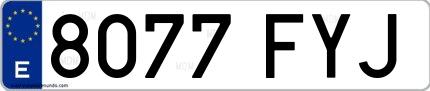 Ejemplo de matrícula española 8077 FYJ