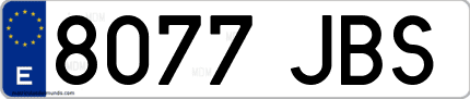 Ejemplo de matrícula de coche ordinaria 8077 JBS