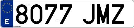 Ejemplo de matrícula española 8077 JMZ
