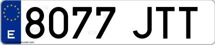 Ejemplo de matrícula española 8077 JTT