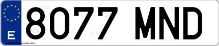 Ejemplo de matrícula española 8077 MND