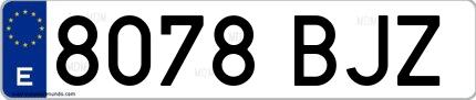 Ejemplo de matrícula española 8078 BJZ