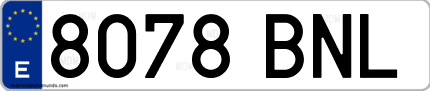 Ejemplo de matrícula de coche ordinaria 8078 BNL