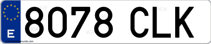 Ejemplo de matrícula de coche ordinaria 8078 CLK