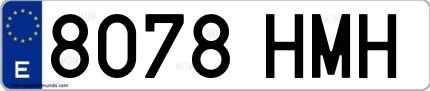 Ejemplo de matrícula española 8078 HMH