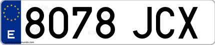 Ejemplo de matrícula de coche ordinaria 8078 JCX