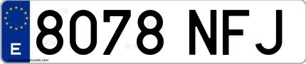 Ejemplo de matrícula española 8078 NFJ