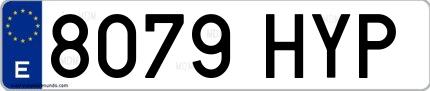 Ejemplo de matrícula española 8079 HYP