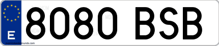 Ejemplo de matrícula de coche ordinaria 8080 BSB