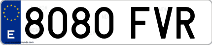Ejemplo de matrícula de coche ordinaria 8080 FVR