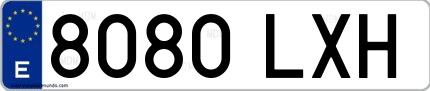 Ejemplo de matrícula española 8080 LXH