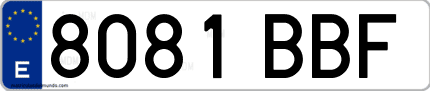Ejemplo de matrícula de coche ordinaria 8081 BBF