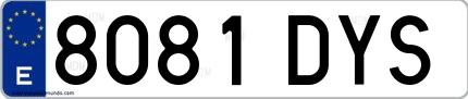 Ejemplo de matrícula española 8081 DYS