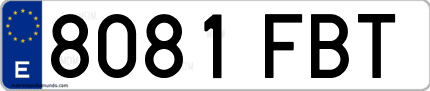 Ejemplo de matrícula de coche ordinaria 8081 FBT