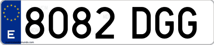 Ejemplo de matrícula de coche ordinaria 8082 DGG