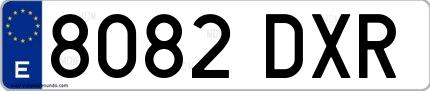 Ejemplo de matrícula española 8082 DXR