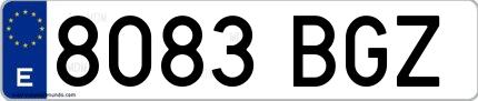 Ejemplo de matrícula española 8083 BGZ